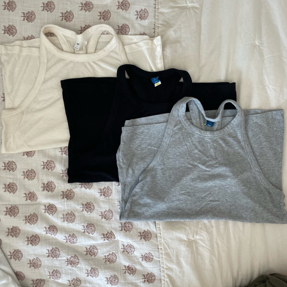 Old Navy Active Racerback Tanks - ivory, gray, black - size large